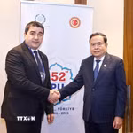 Chủ tịch Quốc hội Trần Thanh Mẫn gặp Chủ tịch Quốc hội Gruzia Shalva Papuashvili. (Ảnh: Doãn Tấn/TTXVN)