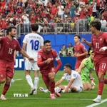 Ronaldo (giữa) tiếp tục đá chính ở trận gặp Colombia. (Ảnh: THX/TTXVN)