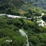 Đèo Ngoạn Mục dài khoảng 18km, uốn lượn qua các sườn núi, giữ vai trò cửa ngõ kết nối cao nguyên Lâm Đồng với vùng duyên hải Nam Trung Bộ. (Ảnh: Nguyễn Huy Thành/TTXVN)