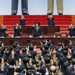 Nhà lãnh đạo Triều Tiên Kim Jong Un (thứ 4, trái) tại kỳ họp thứ nhất của Quốc hội tại Bình Nhưỡng, ngày 22/3/2026. (Ảnh: Yonhap/TTXVN)
