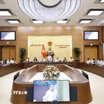Chủ tịch Quốc hội Trần Thanh Mẫn phát biểu khai mạc Phiên họp thứ 3 của Ủy ban Thường vụ Quốc hội, ngày 10/6. (Ảnh: Doãn Tấn/TTXVN)