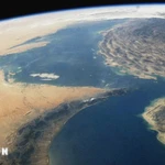 Hình ảnh eo biển Hormuz được quan sát từ vệ tinh. (Ảnh: Getty Images/TTXVN)