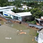 Hiện trường vụ sạt lở. (Ảnh: Công Trí/TTXVN)