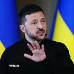 Tổng thống Ukraine Volodymyr Zelensky. (Ảnh: Kyodo/TTXVN)