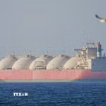 Tàu di chuyển qua eo biển Hormuz. (Ảnh: AA/TTXVN)