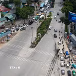 Toàn cảnh nút giao La Thành-Nguyễn Chí Thanh nhìn từ trên cao. (Ảnh: Trung Nguyên/TTXVN)