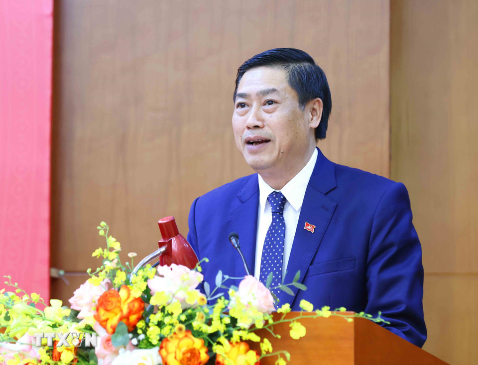 Đồng chí Nguyễn Hữu Đông, Ủy viên Trung ương Đảng, Phó Trưởng Ban Nội chính Trung ương phát biểu tại hội nghị. (Ảnh: Phương Hoa/TTXVN)