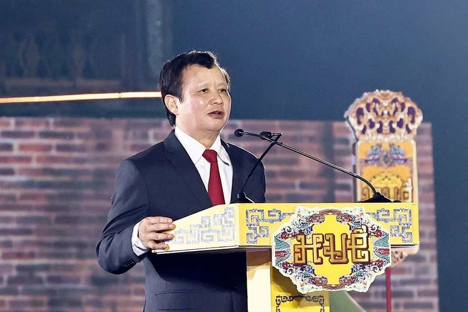 Ông Lê Trường Lưu, Ủy viên Trung ương Đảng, Bí thư Tỉnh uỷ, Chủ tịch HĐND, Trưởng Đoàn Đại biểu Quốc hội tỉnh Thừa Thiên Huế phát biểu. (Ảnh: Doãn Tấn/TTXVN)