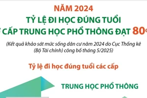 Tỷ lệ đi học đúng tuổi ở cấp trung học phổ thông đạt 80%