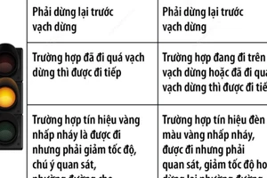 Xe đã đi qua vạch dừng mà tín hiệu đèn màu vàng thì có được đi tiếp hay không?