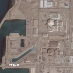 (Hình ảnh từ vệ tinh) Nhà máy điện hạt nhân Bushehr ở tỉnh Bushehr, Iran, ngày 26/5/2025. (Ảnh: Reuters/TTXVN)