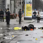 Hiện trường vụ lao xe vào đám đông ở thành phố Munich, Đức ngày 13/2/2025. (Ảnh: THX/TTXVN)