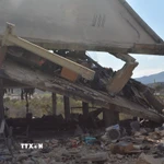 Cảnh đổ nát sau một cuộc không kích của Israel nhằm vào mục tiêu Hezbollah ở Mashgharah, Liban. (Ảnh: THX/TTXVN)