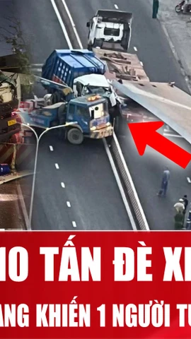 Khoảnh khắc va chạm khiến tấm thép 10 tấn rơi đè vào tài xế xe rác 