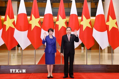Chủ tịch Quốc hội Trần Thanh Mẫn hội kiến Thủ tướng Nhật Bản Takaichi Sanae thăm chính thức Việt Nam. (Ảnh: Doãn Tấn/TTXVN)