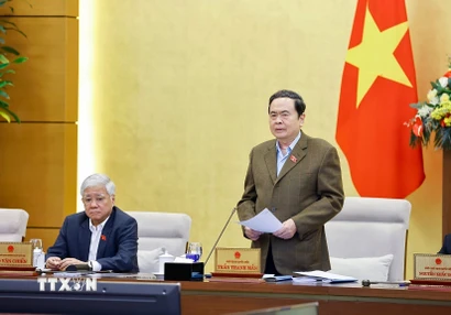 Chủ tịch Quốc hội Trần Thanh Mẫn phát biểu khai mạc phiên họp. (Ảnh: Doãn Tấn/TTXVN)