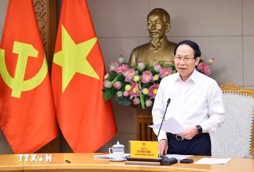 Phó Thủ tướng Lê Tiến Châu chủ trì cuộc họp. (Ảnh: Minh Đức/TTXVN) 