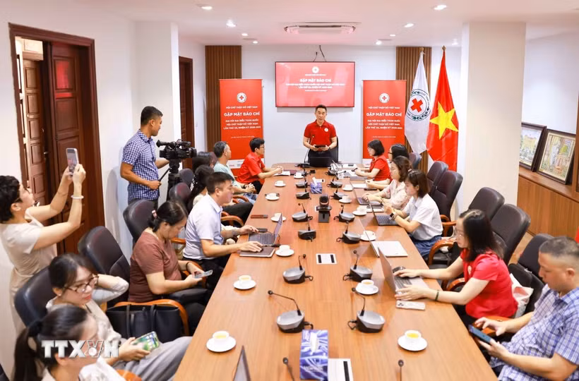 Trung ương Hội Chữ thập Đỏ Việt Nam thông tin tới cơ quan thông tấn, báo chí về Đại hội đại biểu toàn quốc Hội Chữ thập Đỏ Việt Nam lần thứ XII, nhiệm kỳ 2026-2031. (Ảnh: Thanh Tùng/TTXVN)