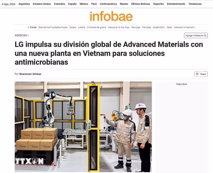 Tờ infobae, một trong những tờ báo hàng đầu của Argentina. (Ảnh: Chụp màn hình)