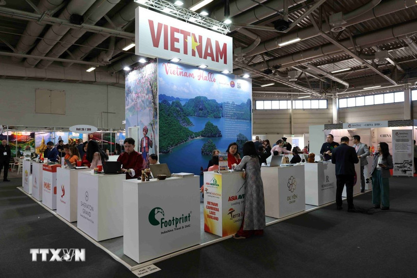 Các gian hàng tại Hội chợ Du lịch Quốc tế Berlin 2026. (Ảnh: Vũ Hiệp/TTXVN)