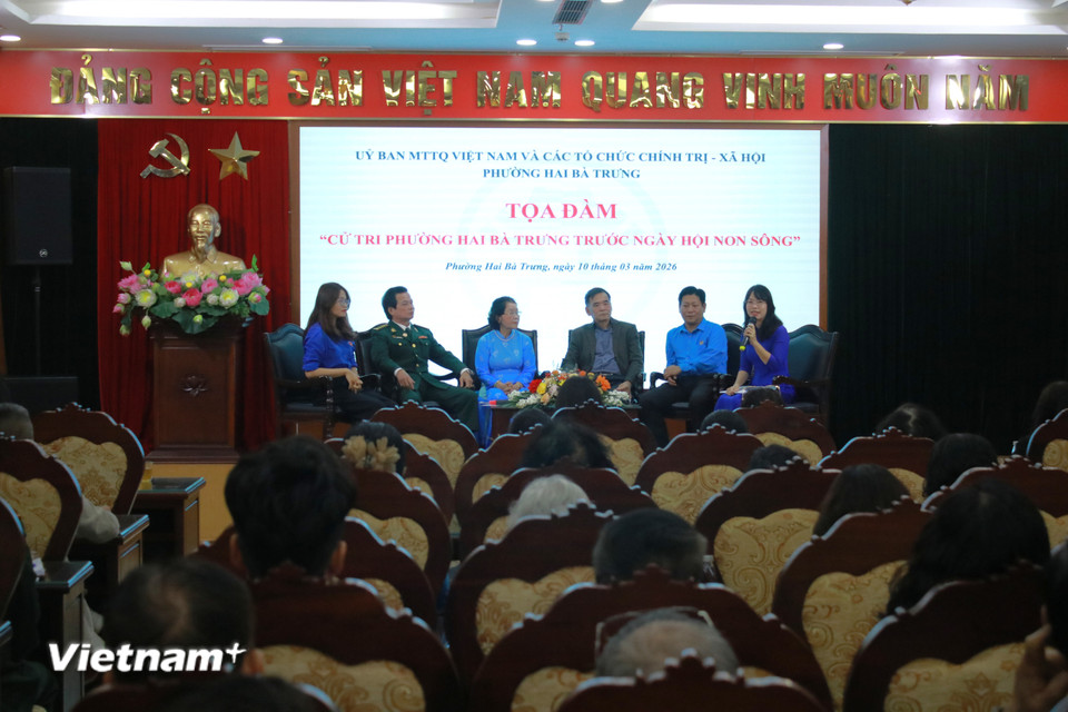 Sự kiện được tổ chức nhằm thông tin tới cử tri các nội dung quan trọng của ngày bầu cử. (Ảnh: Minh Anh/Vietnam+)