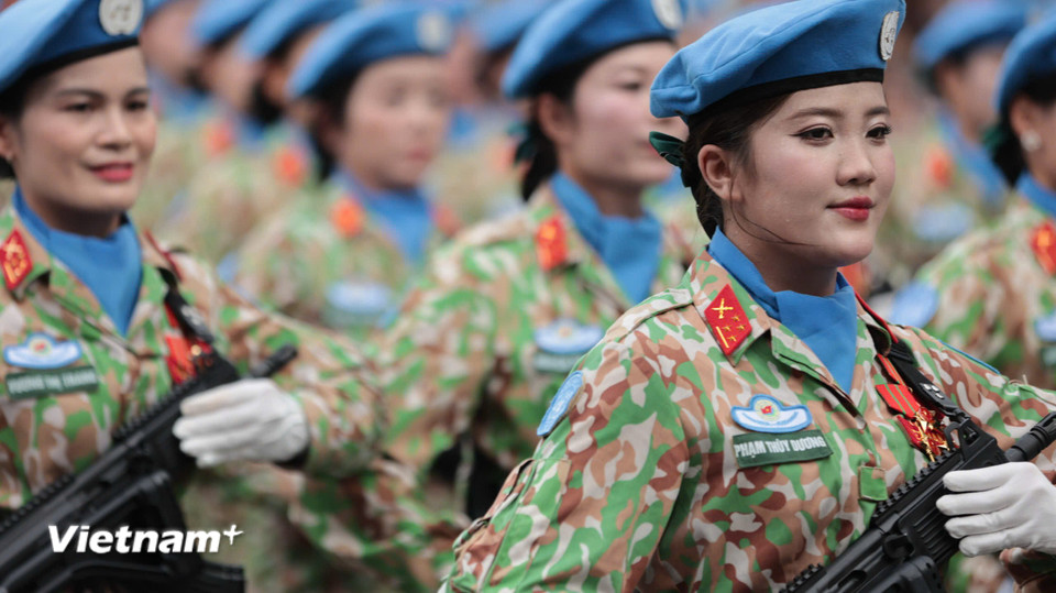 Các chiến sỹ nữ Gìn giữ hòa bình của Việt Nam luôn phát huy tinh thần độc lập, tự chủ, hữu nghị, hợp tác, thể hiện Việt Nam là bạn, là đối tác tin cậy, thành viên có trách nhiệm của cộng đồng quốc tế. (Ảnh: Mai Anh/Vietnam+)