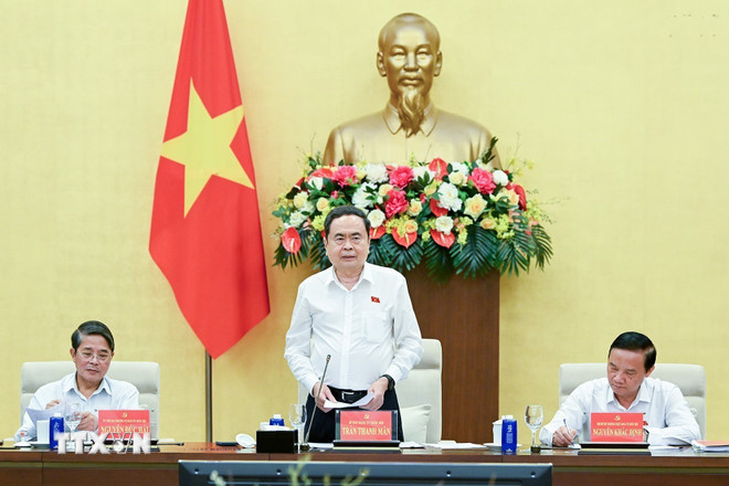 Chủ tịch Quốc hội Trần Thanh Mẫn phát biểu. (Ảnh: Doãn Tấn/TTXVN) ttxvn-chu-tich-quoc-hoi-chu-tri-hoi-nghi-voi-cac-to-truong-to-dang-truong-doan-dai-bieu-quoc-hoi.jpg