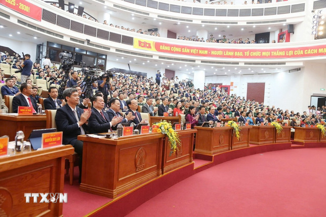 Đại biểu dự Đại hội đại biểu Đảng bộ tỉnh Thái Nguyên lần thứ nhất, nhiệm kỳ 2025 - 2030. (Ảnh: Vũ Hoàng Giang/TTXVN) ttxvn-khai-mac-dai-hoi-dai-bieu-dang-bo-tinh-thai-nguyen3.jpg