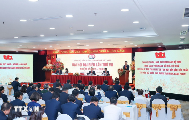 Quang cảnh Đại hội. (Ảnh: Quốc Khánh/TTXVN) ttxvn-dai-hoi-dang-bo-tong-cong-ty-hang-hai-viet-nam-lan-thu-vii-4.jpg