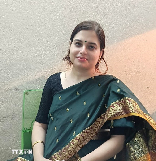បណ្ឌិត Tilottama Mukherjee - ប្រធាននាយកដ្ឋានវិទ្យាសាស្ត្រនយោបាយ សាកលវិទ្យាល័យ Syamaprasad (Kolkata ប្រទេសឥណ្ឌា)។ (រូបថត៖ ផ្តល់ដោយតួអង្គ) ttxvn-tien-sy-tilottama-mukherjee.jpg