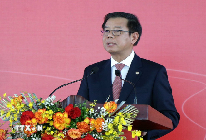 Ông Nguyễn Việt Quang, Phó Chủ tịch kiêm Tổng giám đốc Tập đoàn Vingroup phát biểu. (Ảnh: Công Tường/TTXVN)