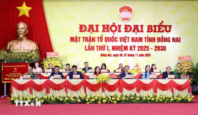ទិដ្ឋភាពនៃសភា។ (រូបថត៖ Cong Phong/VNA) ttxvn-dai-hoi-mat-tran-to-quoc-viet-nam-tinh-dong-nai-lan-thu-nhat3.jpg