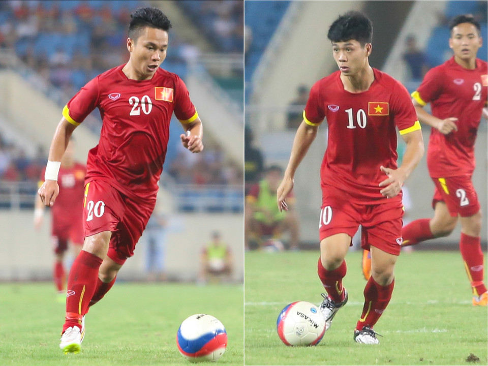 Công Phượng (phải) và Phi Sơn (trái) là những cầu thủ có tố chất tốt nhất cho vị trí 'số 10' (tiền đạo lùi) - linh hồn của hàng công U23 Việt Nam. (Ảnh: Minh Chiến/Vietnam+) Công Phượng và Phi Sơn - hai “số 10” của U23 Việt Nam đã cùng có cơ hội thể hiện trong 45 phút mỗi hiệp. Màn trình diễn của họ là khá ngang tài, ngang sức. U23 Việt Nam đã cầm hòa U23 Hàn Quốc 0-0 trong trận giao hữu tại Mỹ Đình chiều tối qua (9/5). Hai “số 10” của U23 Việt Nam là Phi Sơn và Công Phượng đã cùng có cơ hội thể hiện mình trước ông Miura trong cuộc chiến giành suất hộ công duy nhất của đội bóng.