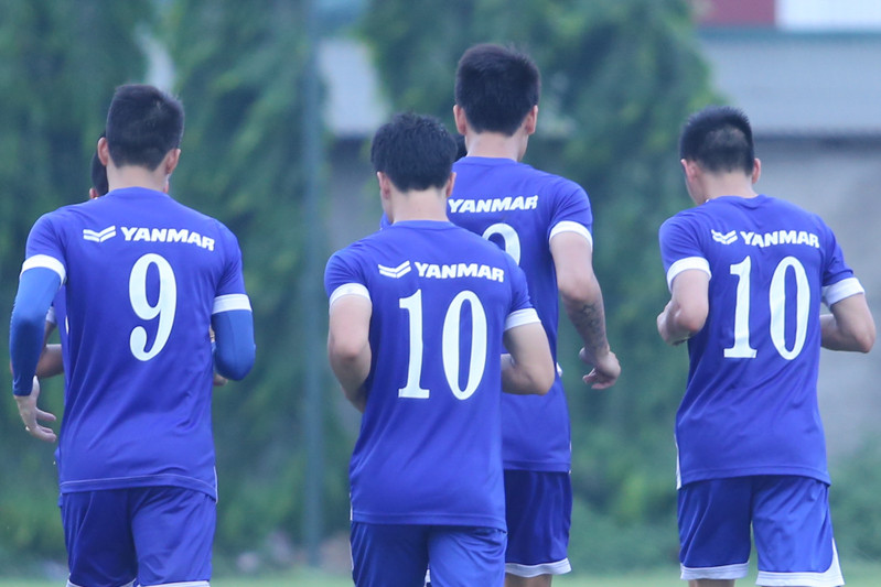 Công Vinh (số 9) và hai số 10 của U23 Việt Nam cũng như tuyển Việt Nam (Văn Quyết, Công Phượng) là những cầu thủ chủ lực của hàng công đội tuyển trong tương lai gần. (Ảnh: Minh Chiến/Vietnam+)