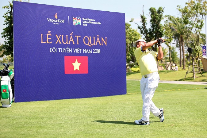 Gôn thủ Nguyễn Văn Tám thi đấu ở bảng Khách mời tại vòng chung kết WAGC 2018. 