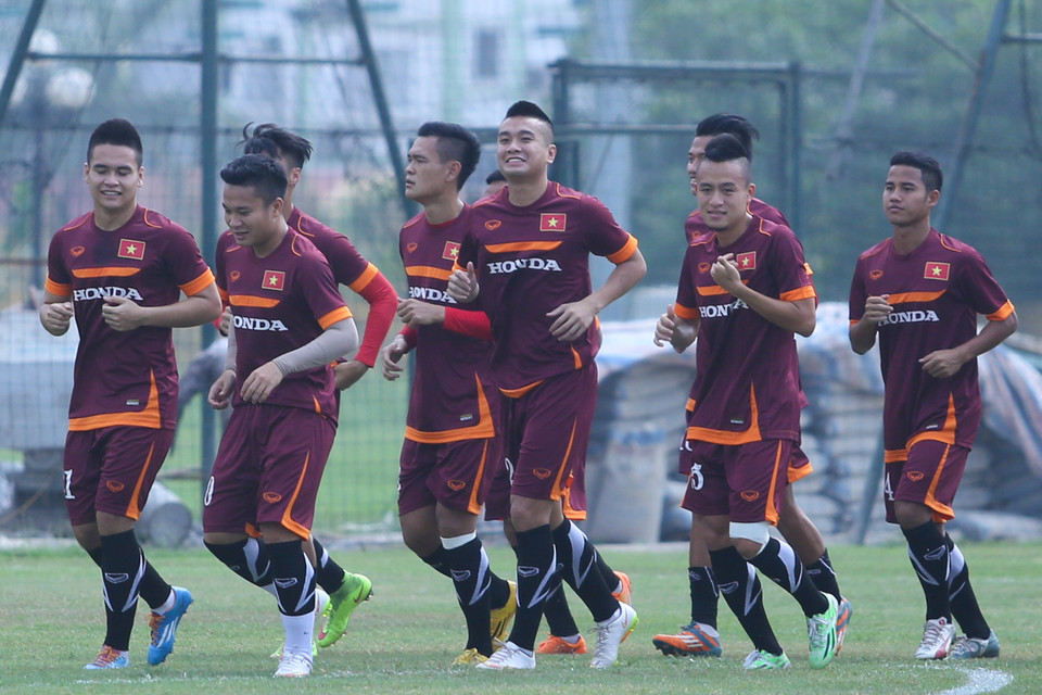 Lực lượng của U23 Việt Nam ở đợt tập trung này rất hùng hậu với 8 tuyển thủ quốc gia trong đội hình. Thông số đó ở Đông Nam Á chỉ xếp sau Thái Lan. (Ảnh: Minh Chiến/Vietnam+)