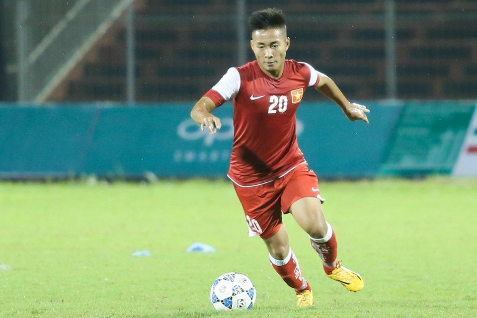 Thắng lợi được đảm bảo, ông Thìn tung Hồ Tuấn Tài của U19 Việt Nam vào sân. Tiền đạo này để lại ấn tượng với một cú sút xa rất tốt. (Ảnh: Minh Chiến/Vietnam+)