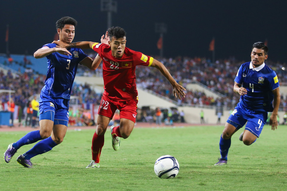 Đội tuyển Việt Nam chơi tốt trong khoảng 20 phút đầu, ép sân và tạo ra một số cơ hội. (Ảnh: Minh Chiến/Vietnam+)