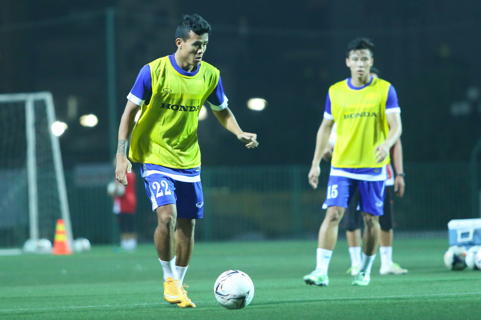 Thanh Hiền (trái) và Quế Ngọc Hải là những học trò của ông Miura cả ở tuyển Olympic và tuyển quốc gia. (Ảnh: Minh Chiến/Vietnam+)