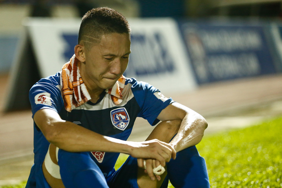 Với 44 điểm sau 25 trận, kém ngôi đầu 3 điểm, cơ hội của Than Quảng Ninh chỉ còn tồn tại trên lý thuyết. (Ảnh: Minh Chiến/Vietnam+)