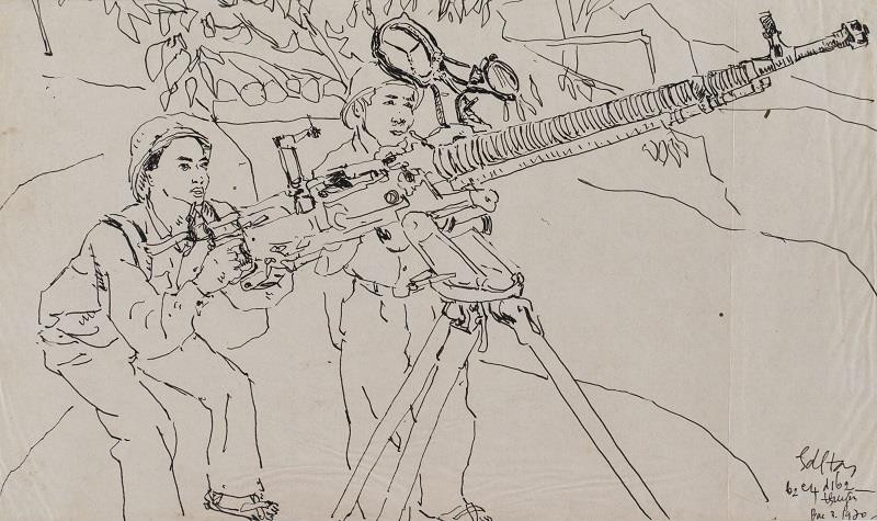 Không đề, 1970 - Bút sắt trên giấy, 35 x 21 cm – Họa sĩ Hoàng Đình Tài