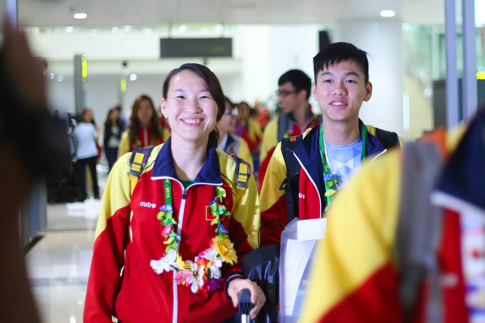 Trần Thị Len (trái) sẽ giải nghệ sau SEA Games này để tập trung chăm sóc gia đình. (Ảnh: Minh Chiến/Vietnam+)