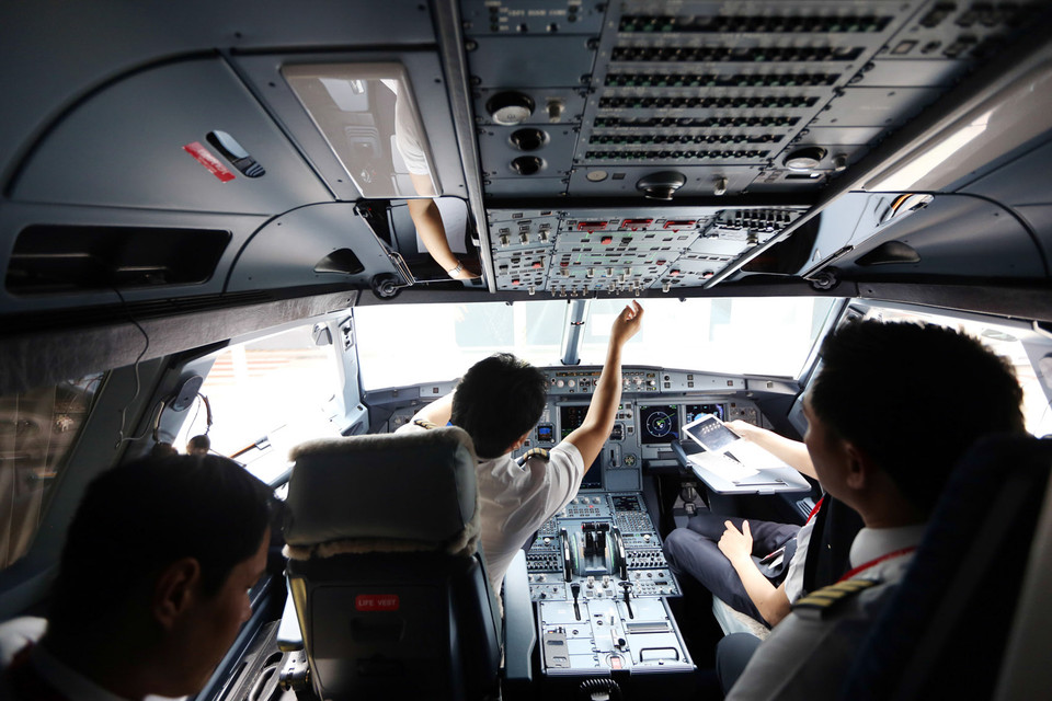 Cabin của máy bay A320. (Ảnh: Huy Hùng/TTXVN)