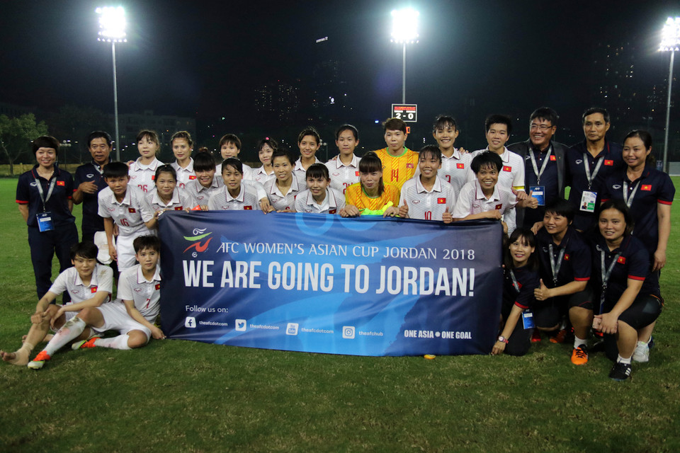 Đây là lần thứ tám trong lịch sử, bóng đá nữ Việt Nam có mặt ở vòng chung kết Asian Cup. (Ảnh: VFF)