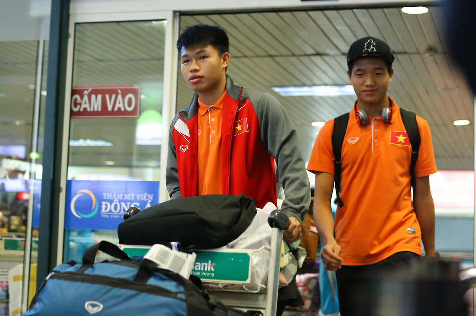 Bộ đôi Hà Nội T&amp;T Phạm Văn Thành và Phí Minh Long. (Ảnh: Minh Chiến/Vietnam+)