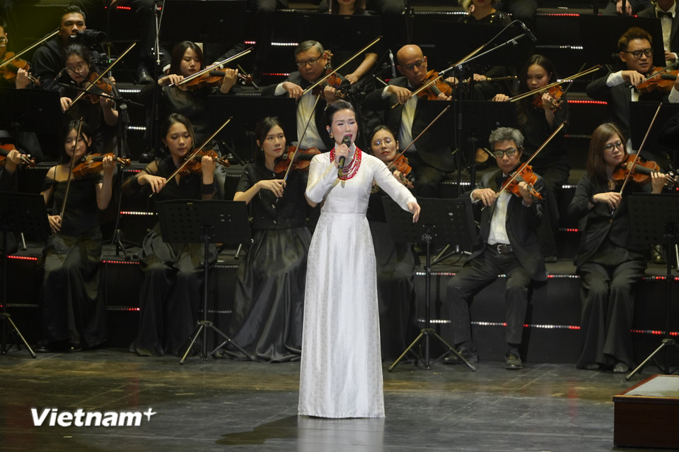 Ca sỹ Võ Hạ Trâm tham gia biểu diễn. (Ảnh: CTV/Vietnam+)