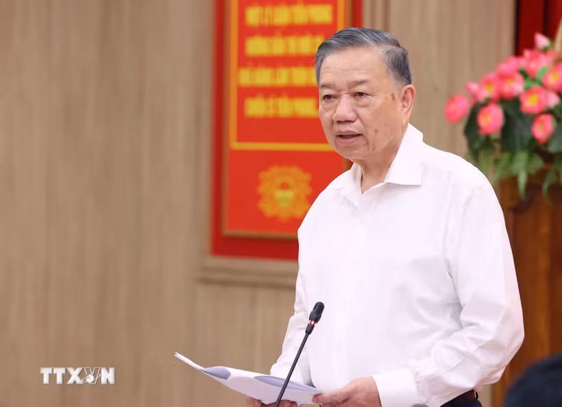 Tổng Bí thư, Chủ tịch nước Tô Lâm phát biểu chỉ đạo tại buổi làm việc với lãnh đạo chủ chốt Học viện Chính trị Quốc gia Hồ Chí Minh. (Ảnh: Văn Điệp/TTXVN)