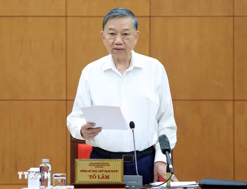Tổng Bí thư, Chủ tịch nước Tô Lâm phát biểu chỉ đạo. (Ảnh: Thống Nhất/TTXVN)