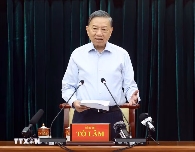 Tổng Bí thư, Chủ tịch nước Tô Lâm phát biểu chỉ đạo. (Ảnh: Thống Nhất/TTXVN)
