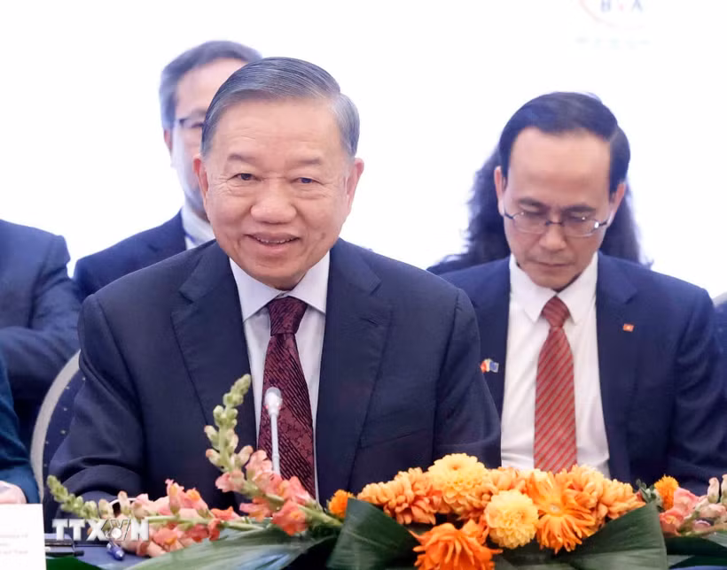 Tổng Bí thư, Chủ tịch nước Tô Lâm phát biểu tại Tọa đàm. (Ảnh: Thống Nhất/TTXVN)